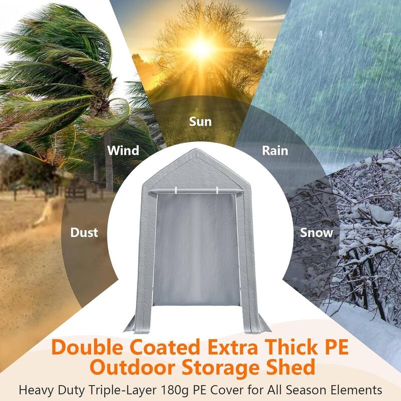 10x10 ft Heavy-Duty Outdoor Storage Shelter Portable Garage Tent with Steel Frame and Waterproof Cover