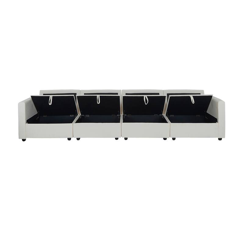 Chenille Modular Sectional Sofa with Right-Arm Chaise & Dual Middle Seats
