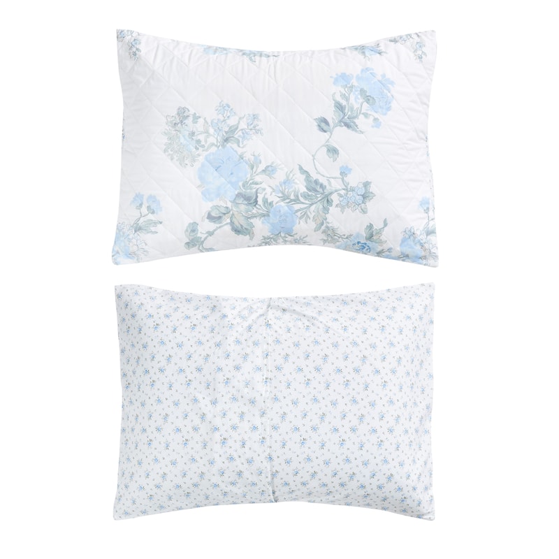 Floral Stripe Printed Prewashed Percale Cotton Quilt Set