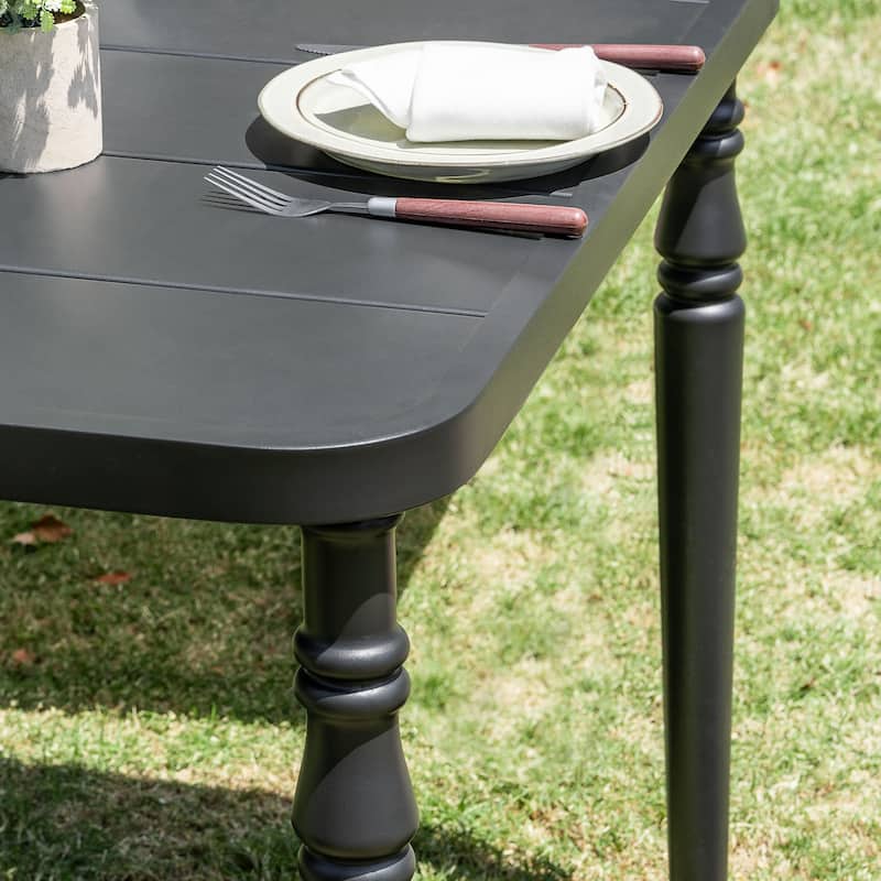 Patio Square Powder-Coated Metal Dining Table with Umbrella Hole