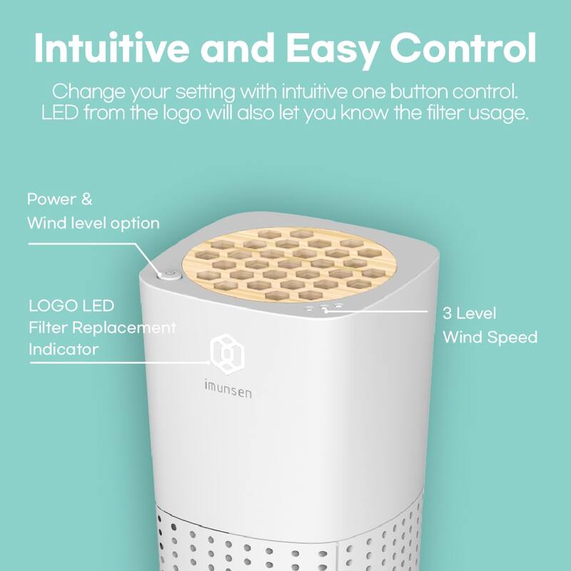 IMUNSEN Portable Air Purifier with Cypress Wood Filter and HEPA Filter