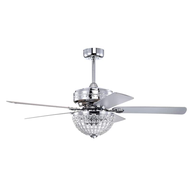 Chrome Finish 52 Inch Modern Crystal Ceiling Fan with Remote