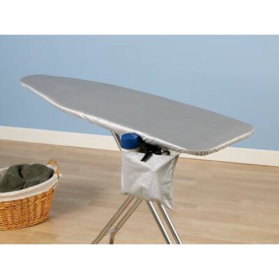 Household Essentials Ironing Board 100% Cotton with Silicone Coating Cover and Pad with Handy Accessory Pocket, Silver