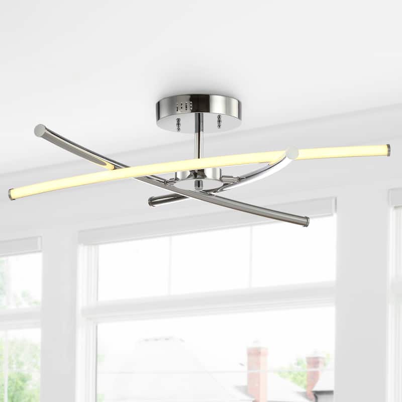 Orion Modern Metal Integrated LED Semi Flush Mount, by JONATHAN Y - Chrome