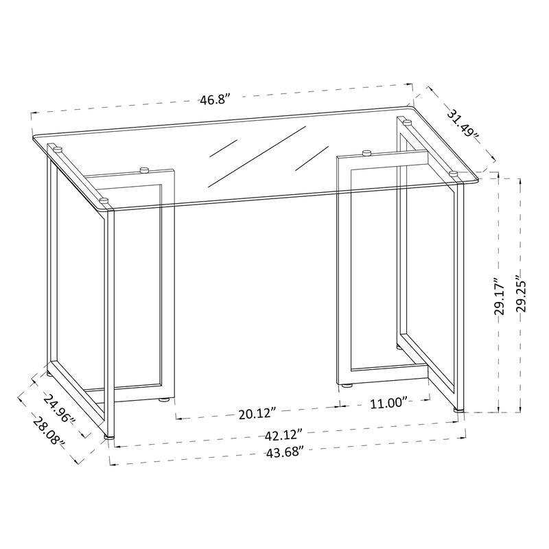 Homy Casa 55'' W Rectangular Transparency Dining Table