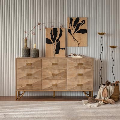 9 Drawers Dresser, Modern Dressers & Chests of Drawers, TV Stand,Light Wood Dresser for Bedroom,Living Room,Hallway