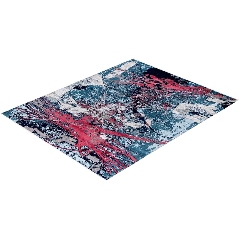 Ikat One-of-a-Kind Hand-Knotted Area Rug, Blue - 8' 2" x 10' 1"