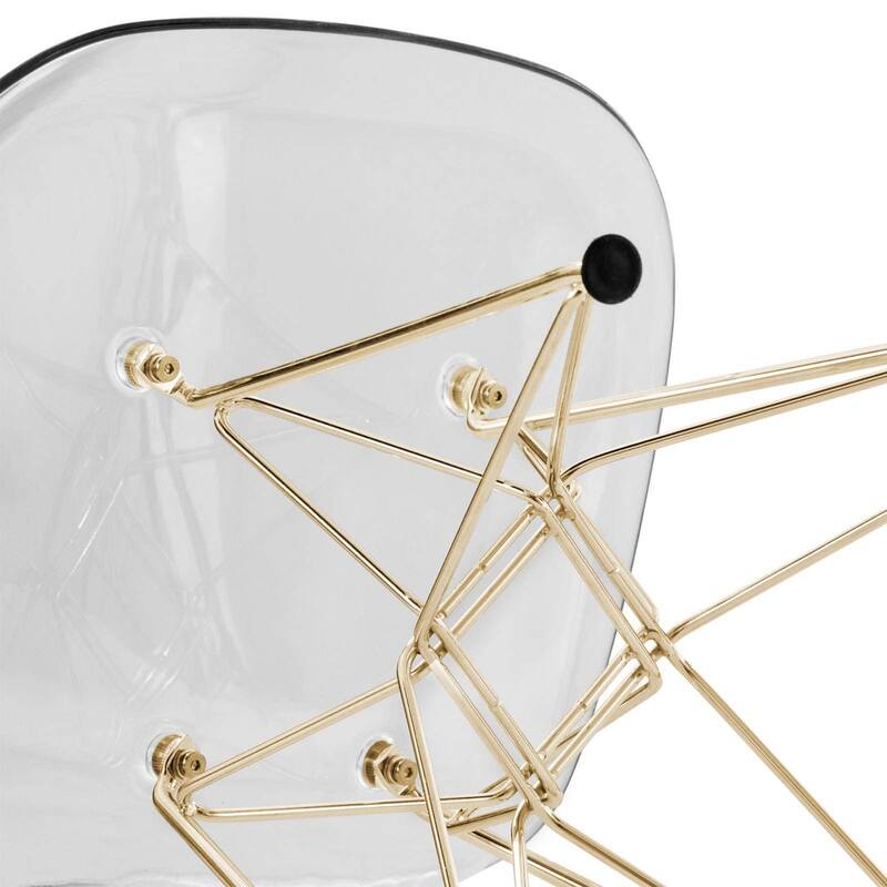 5-Piece Dining Set with 35" Round MDF Table and 4 ABS Plastic Side Chair with Gold Metal Legs