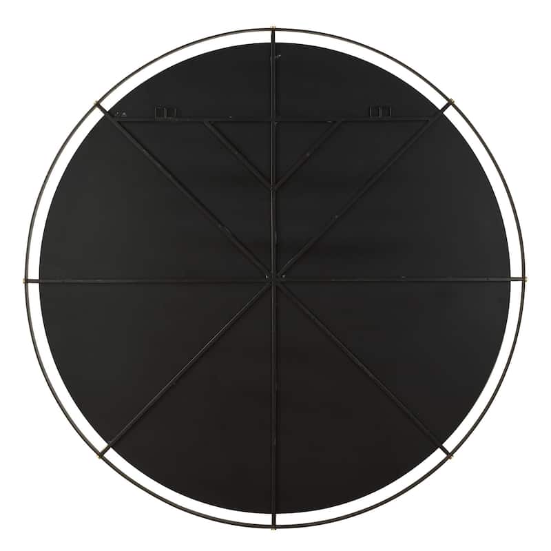 Round Framed Wall Mirror - 72.25" - Black Finish