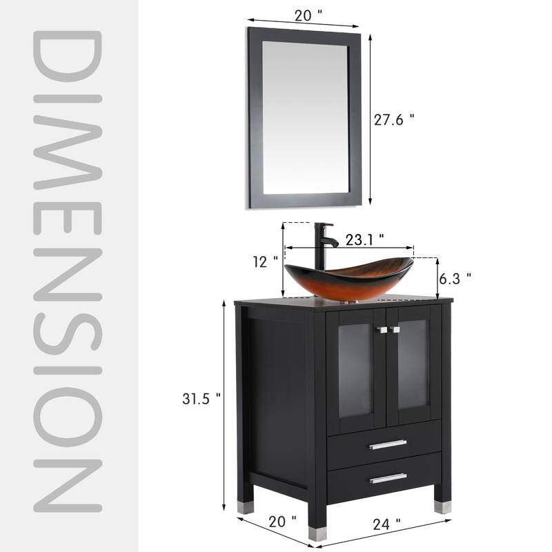 24" Bathroom Vanity with Sink Set Storage Cabinet Combo