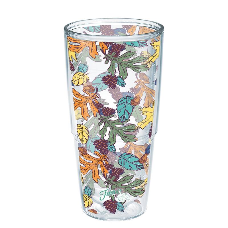 Tervis Fiesta Thanksgiving Butterscotch Fall Leaves Made in USA Double Walled Insulated Tumbler, Unlidded - 24oz