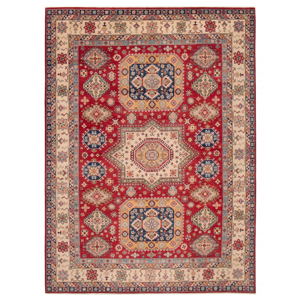 ECARPETGALLERY Hand-knotted Uzbek Ghazni Red Wool Rug - 8'11 x 12'1
