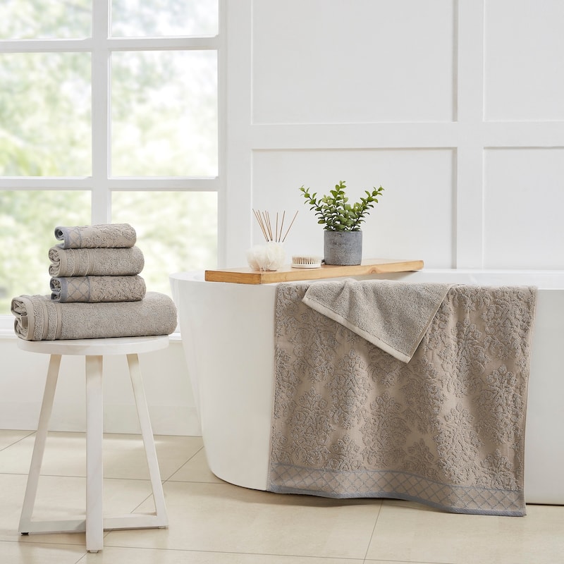 Modern Threads Damask Jacquard 6-piece Embellished Border Towel Set