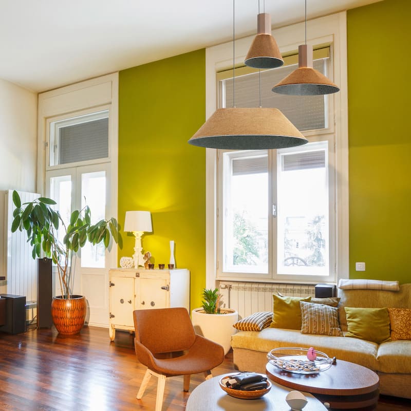 Golden Lighting Faroe 8in Integrated LED Pendant in Coffee/Black Felt - Brown