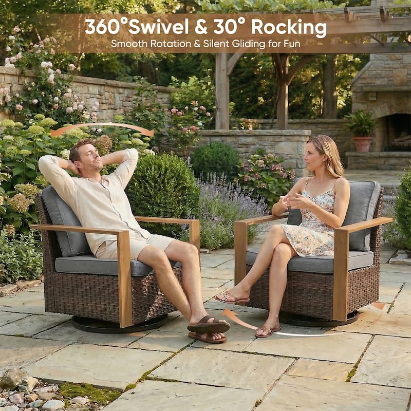 Gymojoy All-Weather Outdoor Sofa Swivel Chair Ottoman Sets