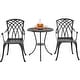 preview thumbnail 1 of 4, Yaheetech 3-Piece Patio Bistro Set, Cast Aluminum Bistro Table and 2 Chairs Set Black