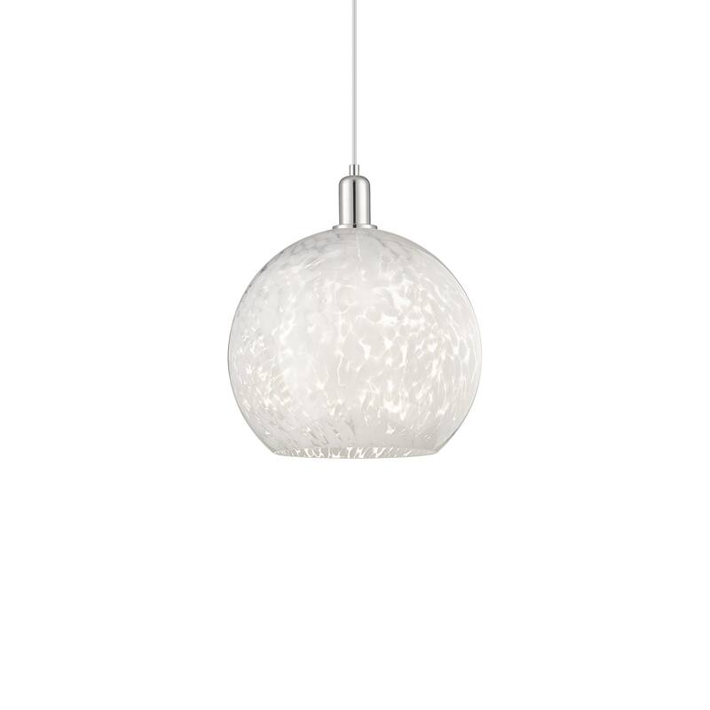 Innovations Lighting 716-1P-18-14 White Mouchette Pendant White - Polished Nickel / White Mouchette