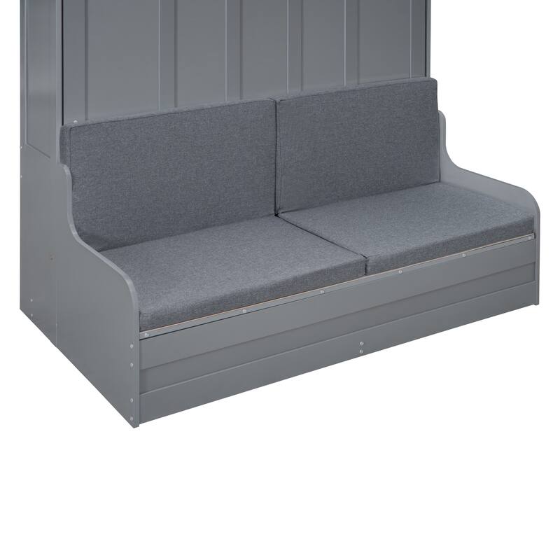 Foldable Queen Murphy Bed with Integrated Cushion, Cabinet, and Easy-to-Use Design for Space Efficiency
