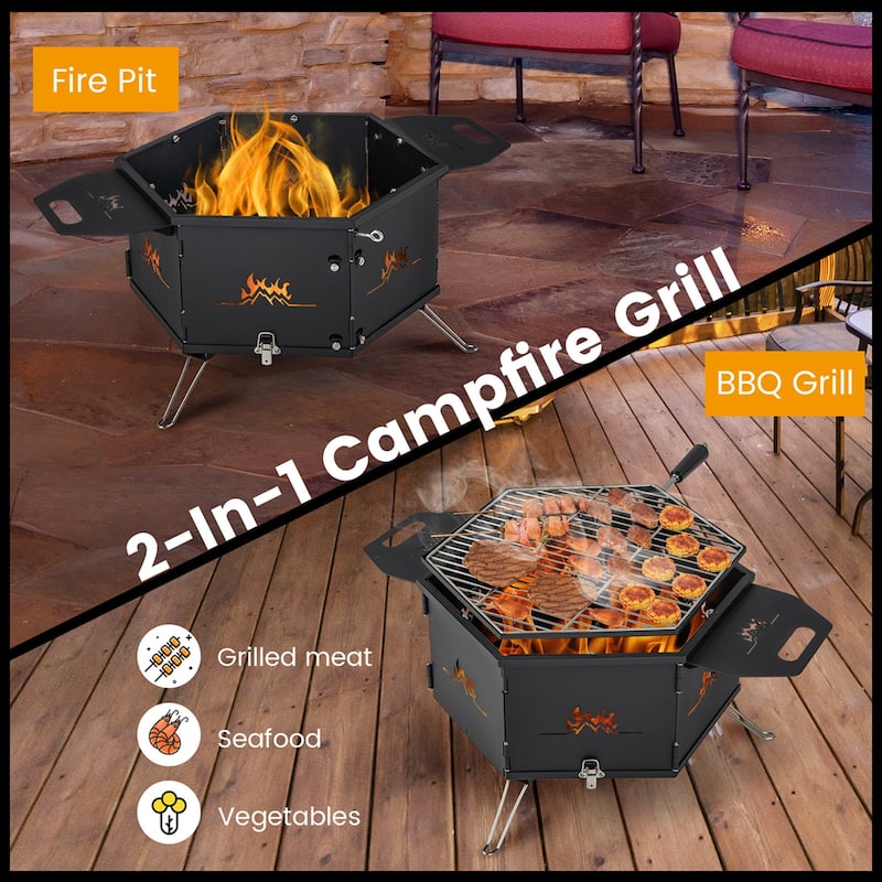 Costway Portable Charcoal Grill Stove with Rotatable Grill Foldable - See Details