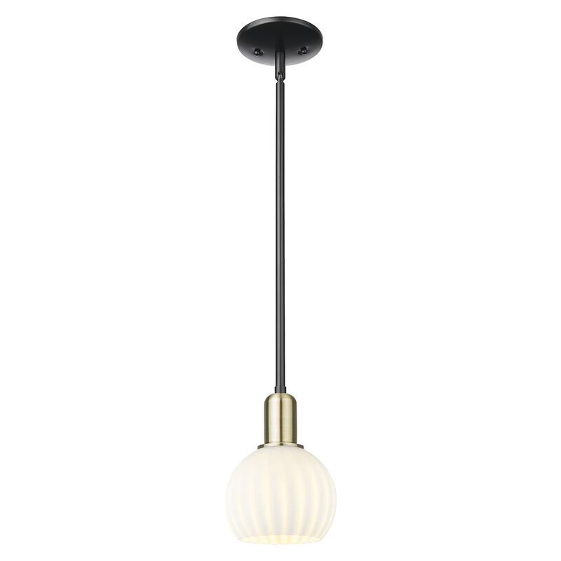 Innovations Lighting Endless Possibilities Arcadia - White Venetian - 1 Light 6" Stem Hung Mini Pendant - Black Antique Brass
