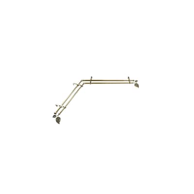 Corner Window Curtain Rod Double - Antique Brass Adjustable Rod 66-120 Inch Set - M
