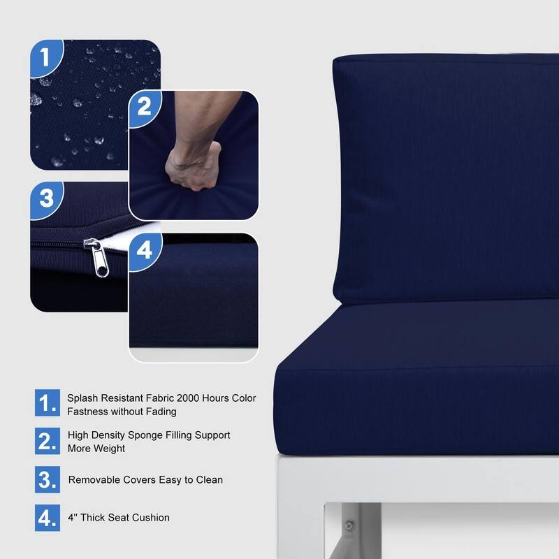 FINCATI Set of 7 Patio Conversation Furniture Sectional Sofa Set with Table