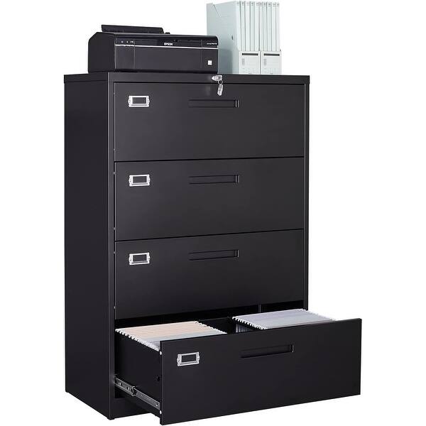 4-Drawer Horizontal Metal File Cabinet with Lock - Lateral Filing ...
