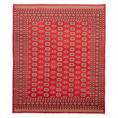 ECARPETGALLERY Hand-knotted Finest Peshawar Bokhara Red Wool Rug - 8'1 x 9'9