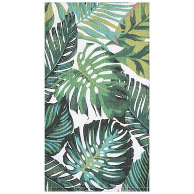 27" x 18" Palm Leaves Kitchen and Bathroom Graphic Print Hand Towel - Green