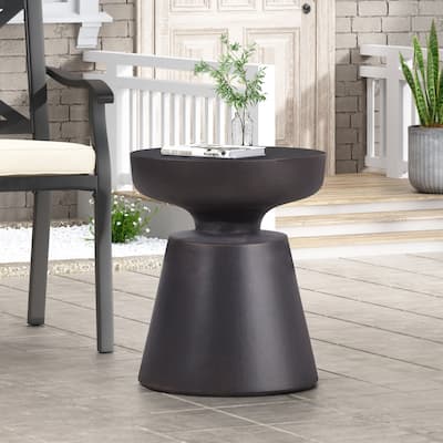 Roomfitters Outdoor Lightweight Concrete Side Table, Modern Flared Pedestal Accent Patio End Table, Copper