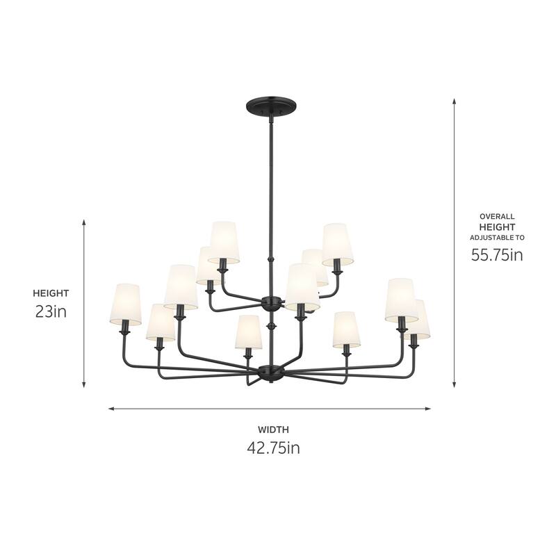 Kichler Lighting Pallas 12-Light Black 2-Tier Chandelier - 42.75 in