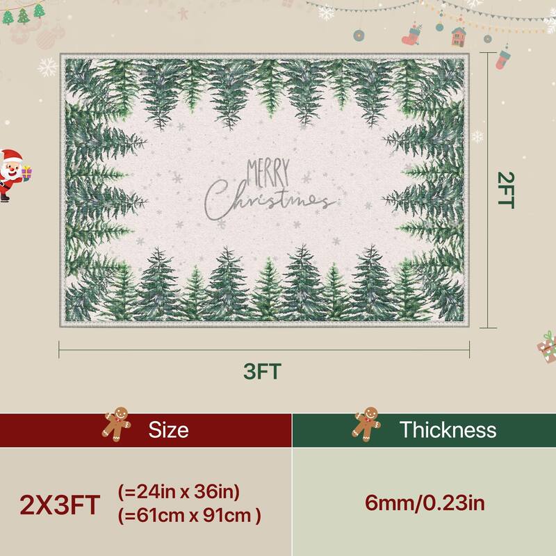 Mcow Holiday Cheer Collection Machine-Washable Christmas Entry Rug
