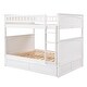 preview thumbnail 6 of 29, Full over Full Wooden Bunk Bed with Twin Size Trundle & Guardrails - Durable Pine Wood Design