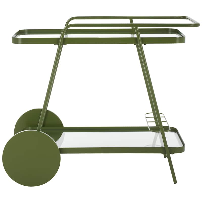 SAFAVIEH Home Zunia Glass Bar Cart with Wheels - 36Wx19Dx30H