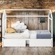 preview thumbnail 1 of 11, Kids and Baby 2 in 1 Twin XL to King Metal Twin Size House Platform Bed with 2 Drawers White