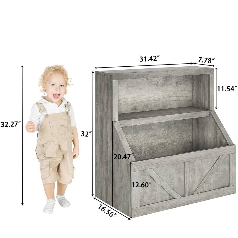 Kids Bookshelf and Toy Storage, Wooden Bookcase with Storage Cabinet and Toy Shelf