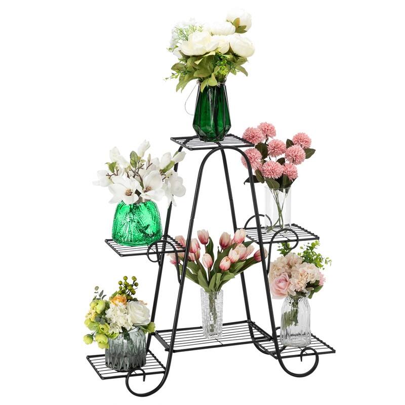 4 Tier Metal Plant Shelf Stand Outdoor Multilayer Potted Planters Display Rack
