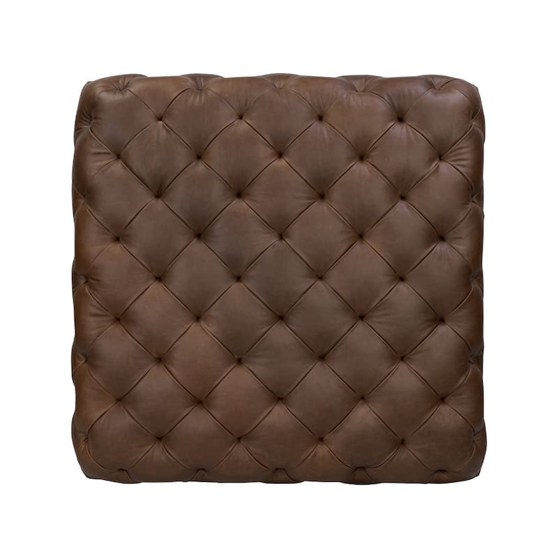 Poly & Bark Turin Leather Ottoman in Cognac Tan