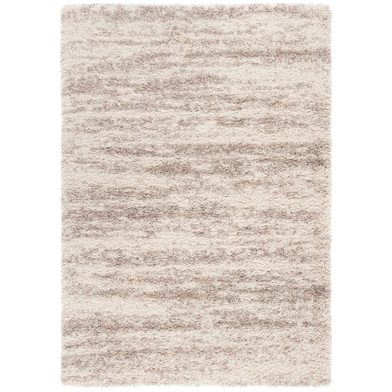 SAFAVIEH Hudson Shag Lulzime Modern Abstract 2-inch Thick Rug - 8' Square - Ivory/Beige - Square