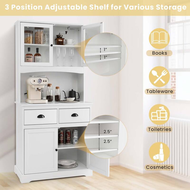67'' Storage Cabinet Closet Kitchen Pantry Cupboard Black/White
