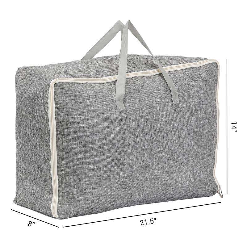 1 Pack Foldable Clothes Storage Bags with Handles for Organizing Bedroom, Clothing, Comforter, Closet Organizers and Storage - Grey - 21.5*8*14in