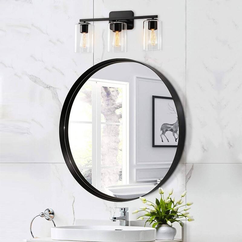 KAWOTI 3 Light Bathroom Vanity Light with Rectangular Glass Shade