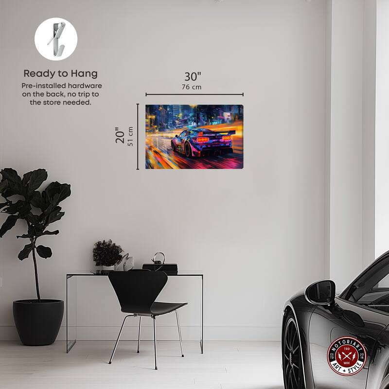 Notoriart Night Drive Vibes Gallery Wrapped Car 1 Piece Canvas Wall Art