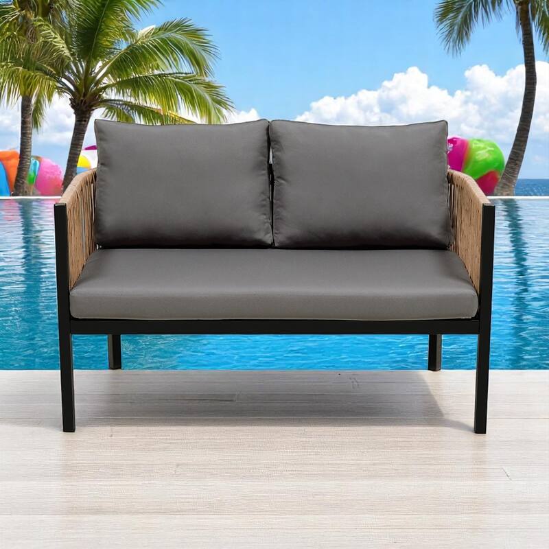Modular Multi-Person Outdoor Sofa Set with Tempered Glass Table - Ideal for Garden, Backyard, and Balcony