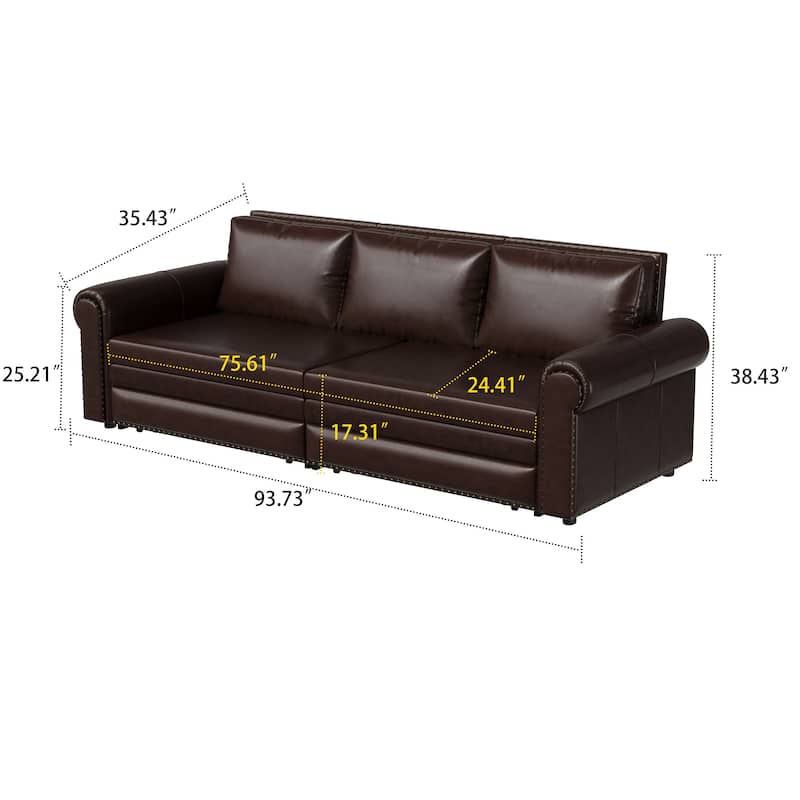 Classic Elegant Convertible Upholstered Sofa Sleeper Sofa with Pull Out Bed