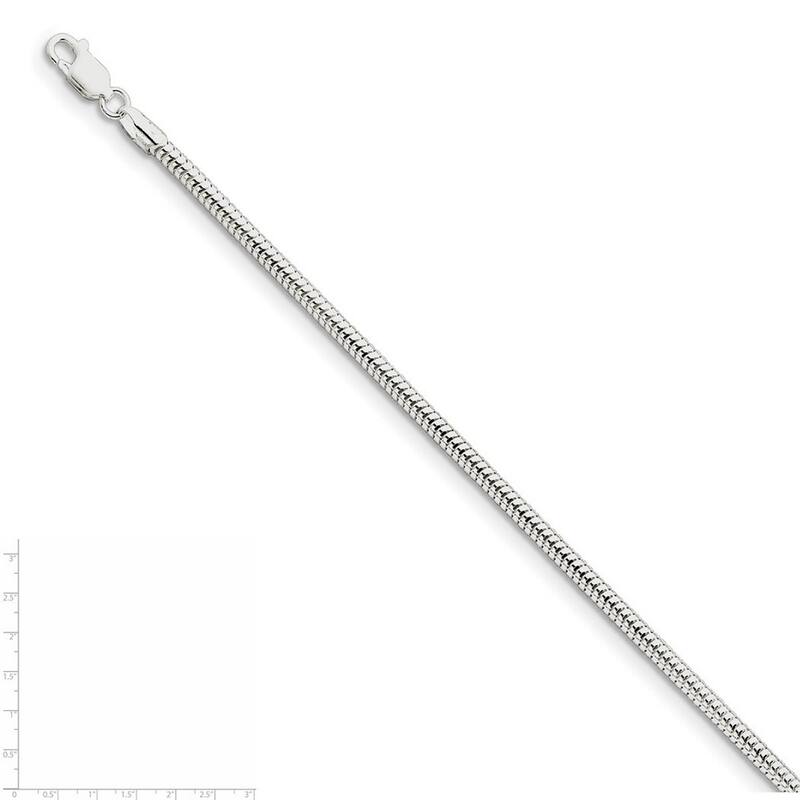 Curata 925 Sterling Silver 3mm Round Snake Chain Necklace for Men