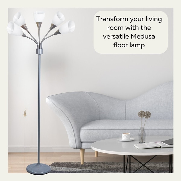 Brightech medusa led floor lamp multi head adjustable tall pole standing reading lamp for living room on sale