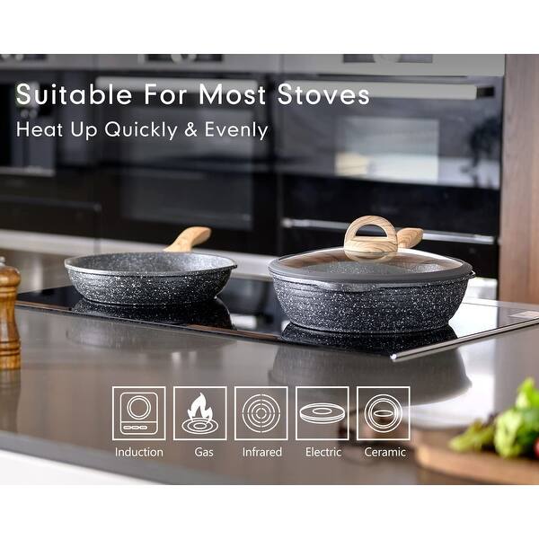 Pots and Pans Set Nonstick 20PCS, Granite Coating Induction Compatible