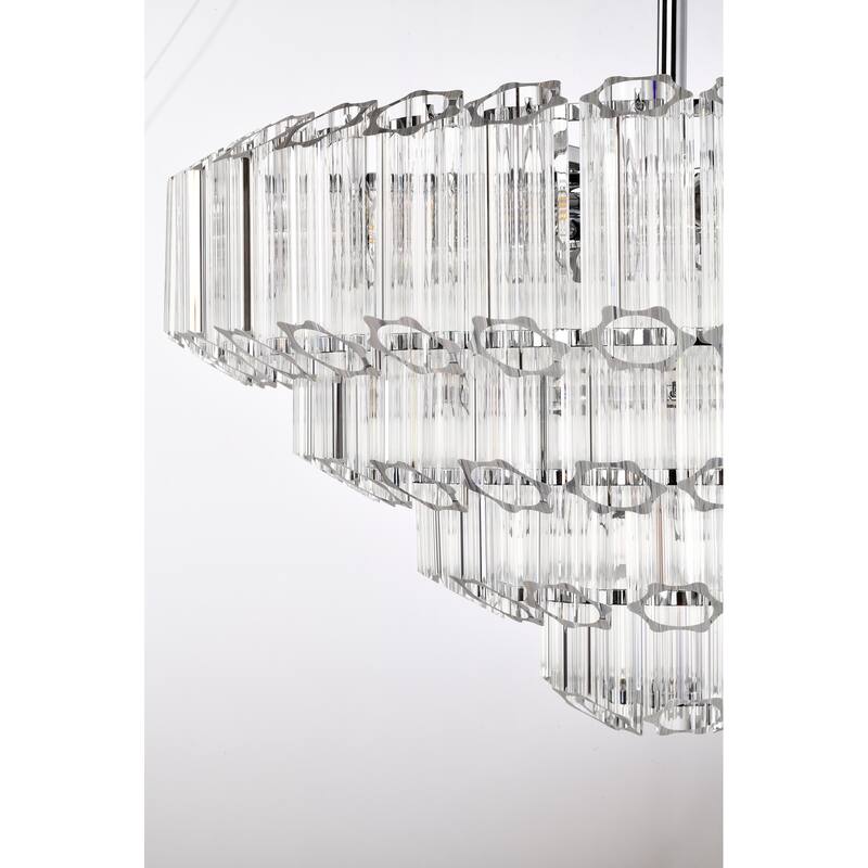 Symphony 9-Light Chrome Tiered Crystal Chandelier - Dimmable E12 Ceiling Fixture with Adjustable Chain