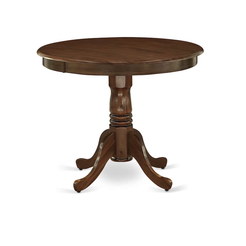 East West Furniture Kitchen Table Set Includes a Round Dining Table and Upholstered Chairs, Antique Walnut (Pieces Options)
